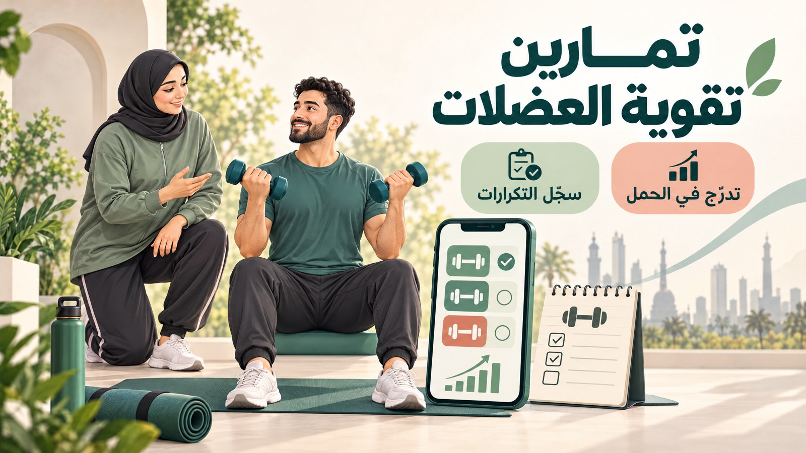 تسجيل التكرارات والأوزان والتدرج في تمارين تقوية العضلات